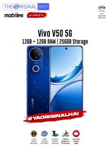 Vivo V50 5G - 12GB RAM - 256GB Storage - PTA Approved - 1 Year Warranty - Blue - The Original Bro Mobiles - TOB40